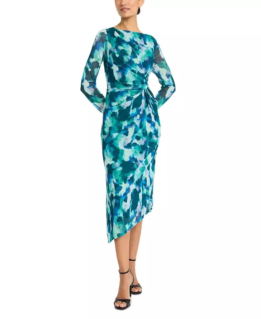 zara long asymmetric polyamide dress ASYMMETRIC DRAPED BOAT NECK MIDI DRESS  Maggy London