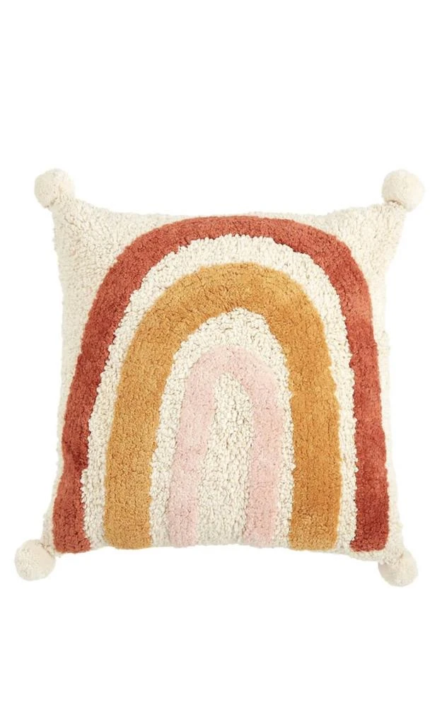 mudpie Tufted Rainbow Pom Pillow In Cream 1