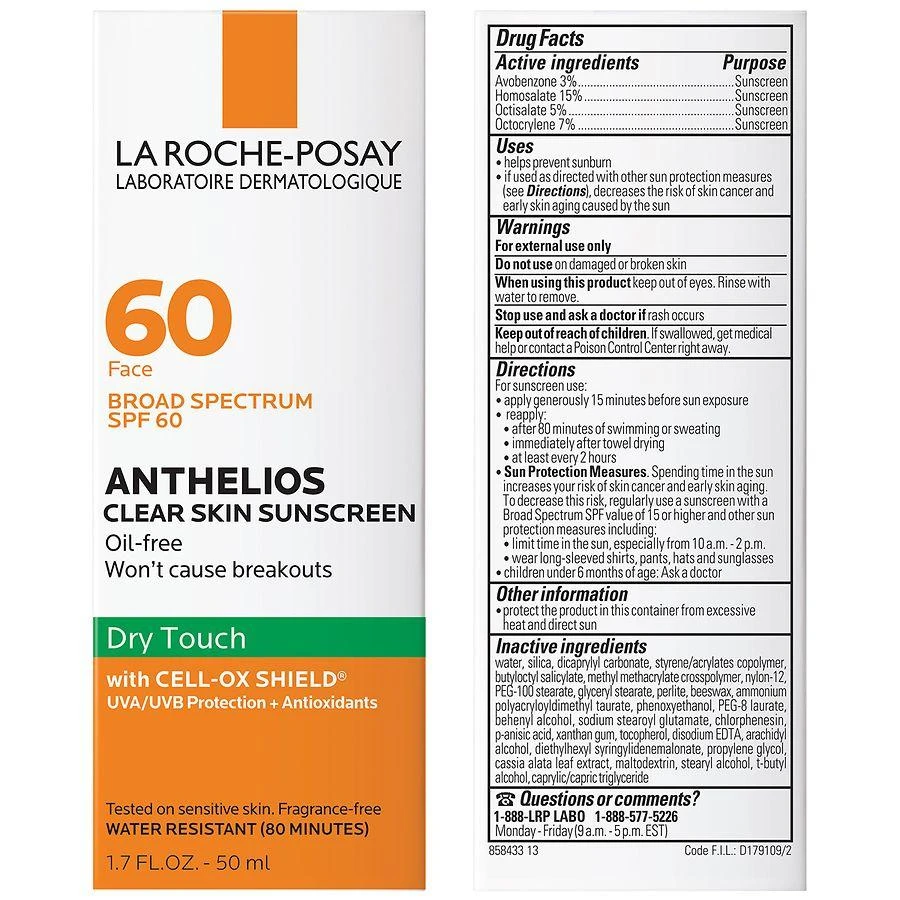 La Roche Posay Clear Skin Sunscreen for Face, Oil-Free, SPF 60 8