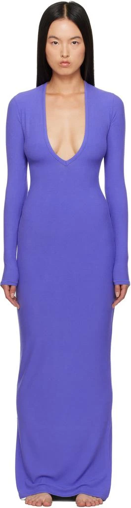SKIMS Purple Soft Lounge Deep Plunge Maxi Dress 1