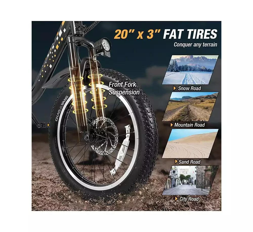 Hitway Folding Electric Bicycle for Adults with 20-Inch Fat Tires Snow E-Bike 8