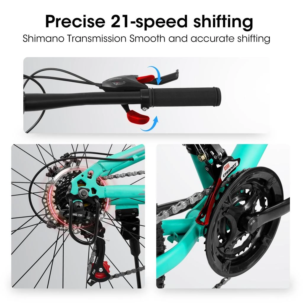 Streamdale Furniture Streamdale A26207 26 Inch Aluminum Frame Shock Fork Plus Shock Absorber 21-speed Unisex Mountain Bike 3
