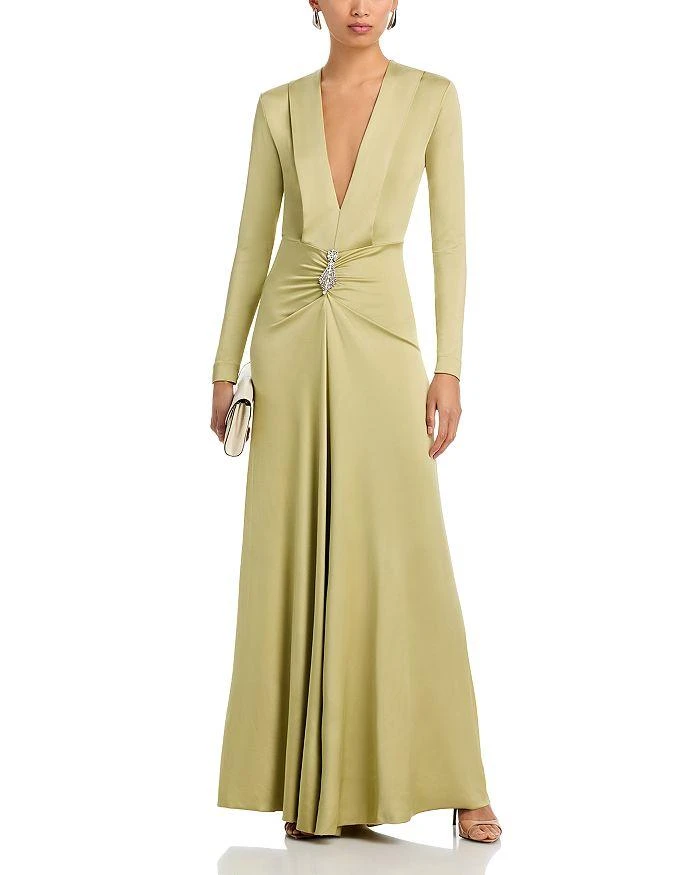 Victoria Beckham Long Sleeve V Neck Gown 2