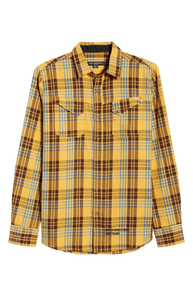 Cult of Individuality World on Fire Plaid Button-Up Shirt 6