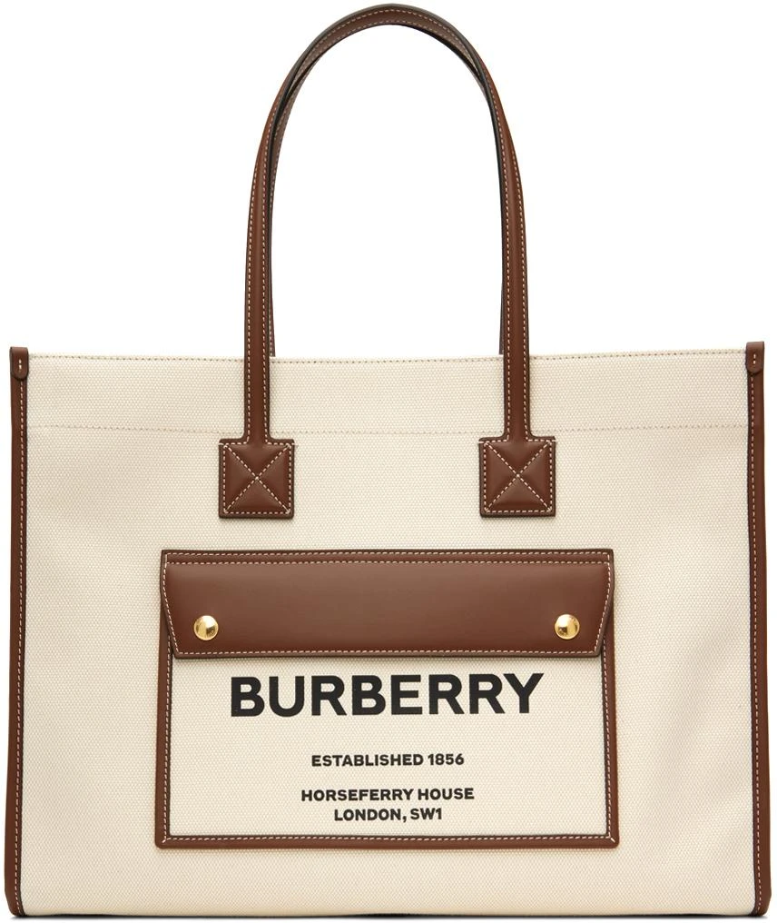 Burberry Off-White & Tan Medium Freya Tote 1