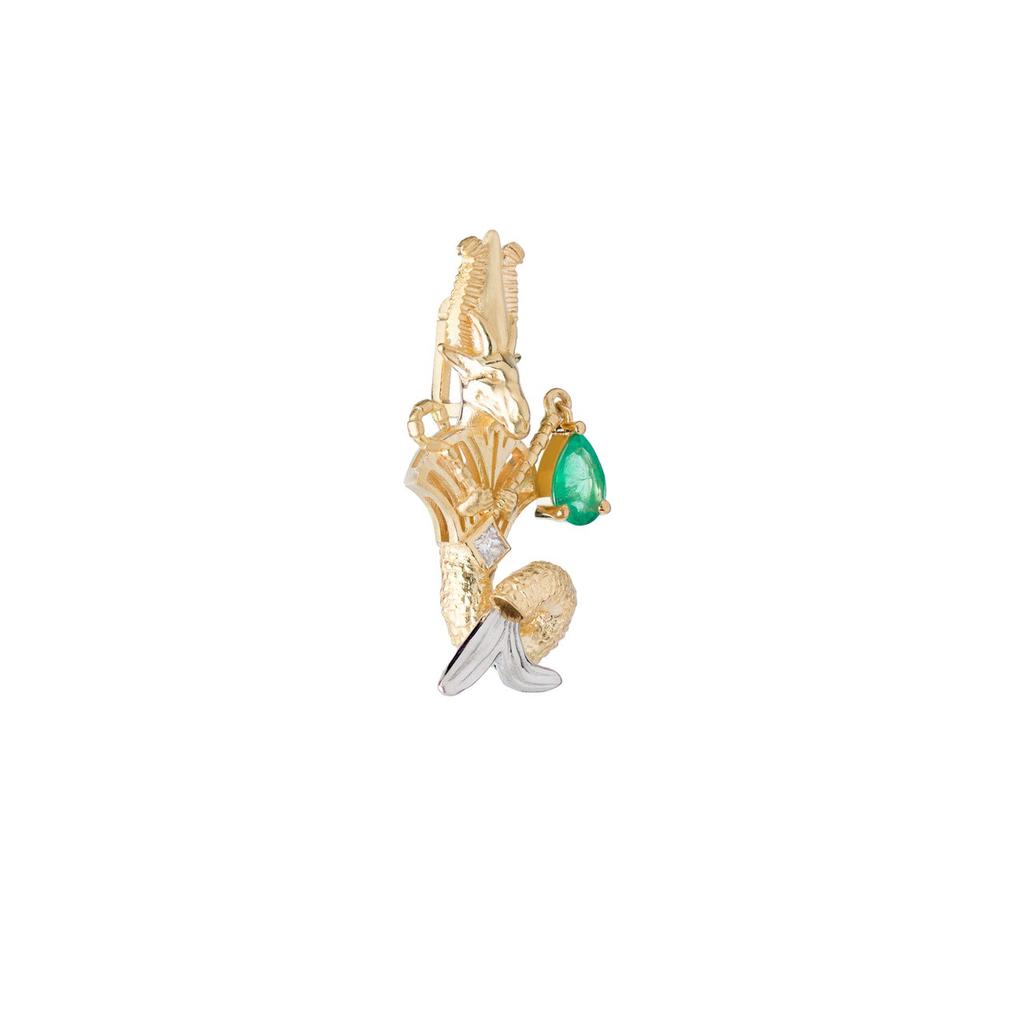 Mozafarian Capricorn diamond and emerald pendant