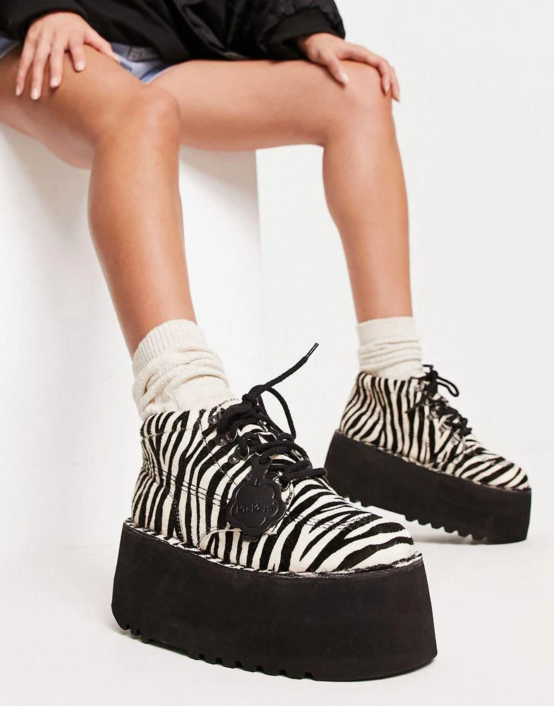 KICKERS Kickers Kick hi platform boots in zebra print 1