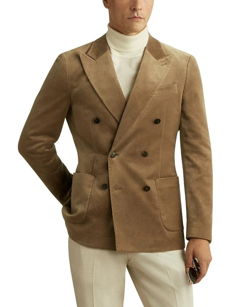 REISS Royale Velvet Regular Fit Double Breasted Peak Lapel Blazer 1