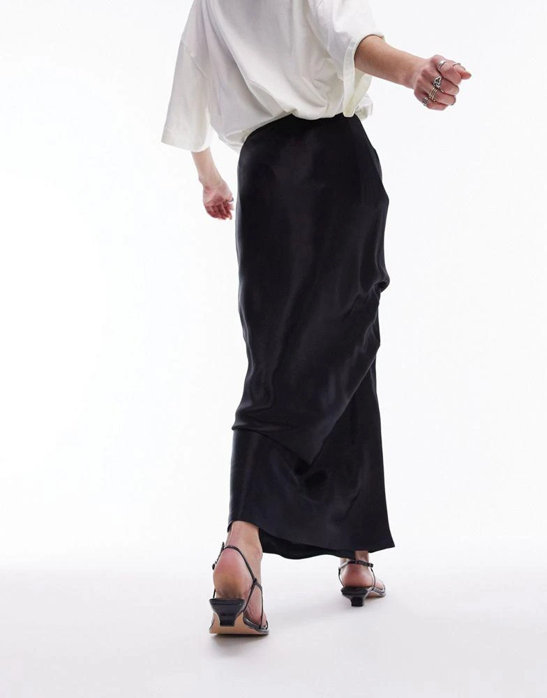 Topshop satin maxi bias skirt in black – On Sale Now with Up to 31
