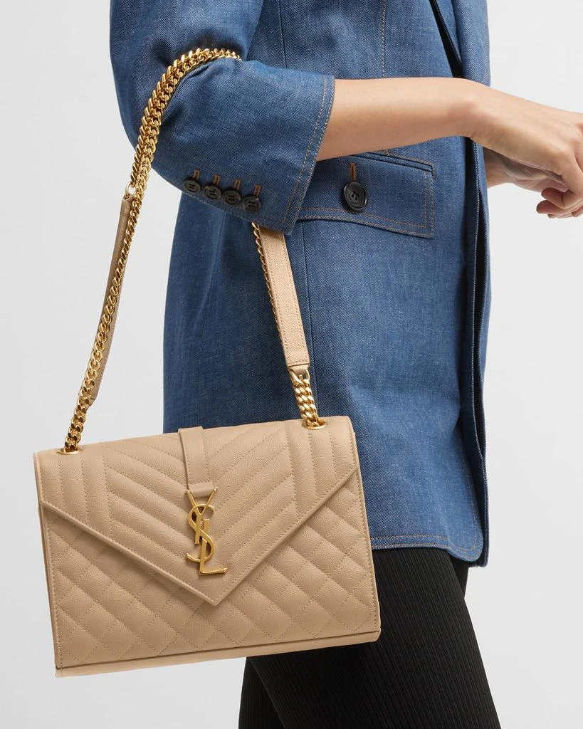 Yves Saint Laurent Envelope Triquilt Medium YSL Shoulder Bag in Grained Leather 6