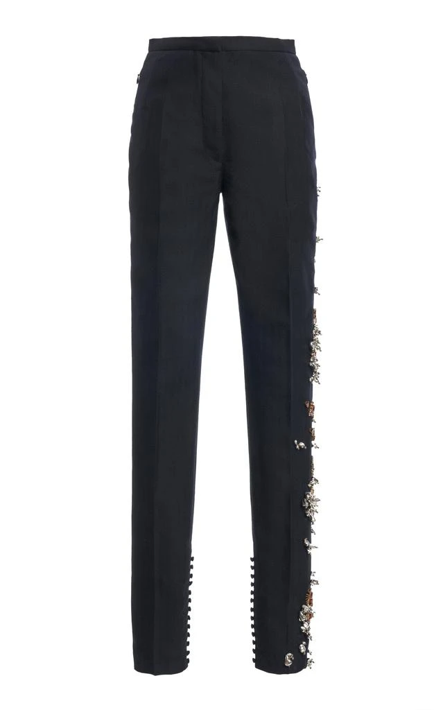 Dries Van Noten Dries Van Noten Pandoris Embellished Wool Skinny Pants - Moda Operandi 1