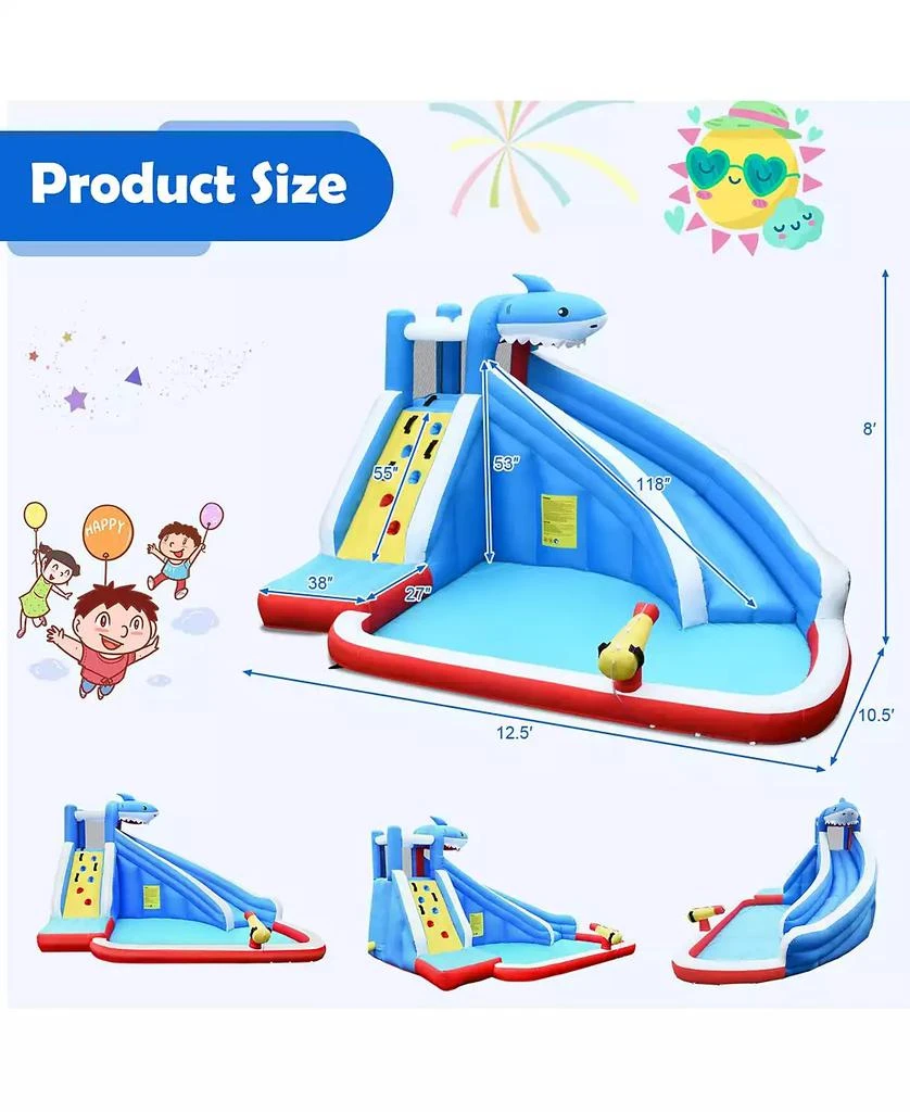 Slickblue 4-in-1 Inflatable Water Slide Park with Long Slide Ultimate Outdoor Playset for Kids 6