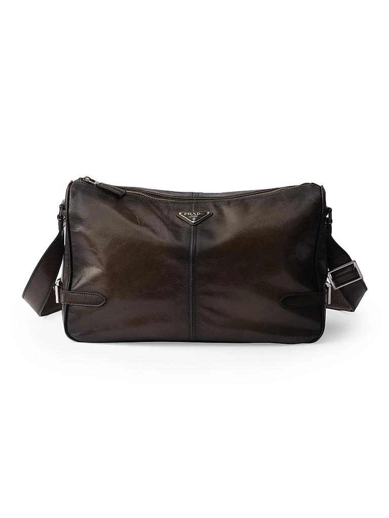 Prada Antiqued Leather Zipper Shoulder Bag 1