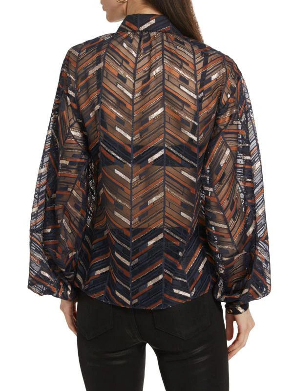 Ramy Brook Roberta Chevron Chiffon Blouse 2