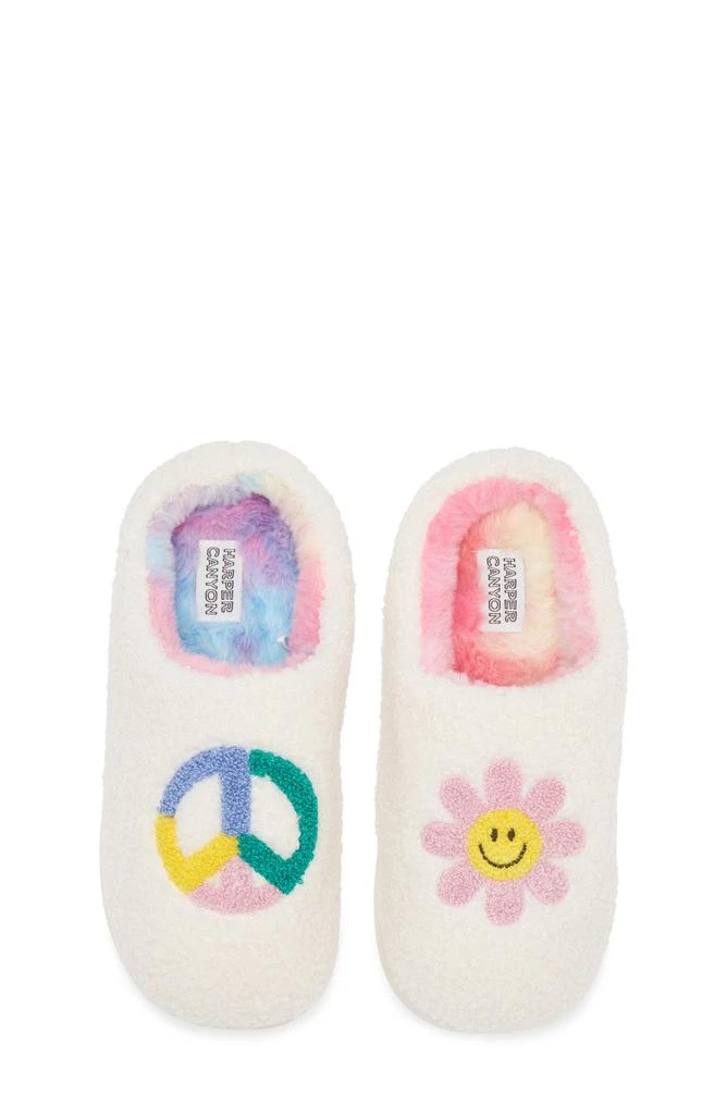 Harper Canyon Kids
 Peace Flower Faux Fur Lined Faux Shearling Slipper 5