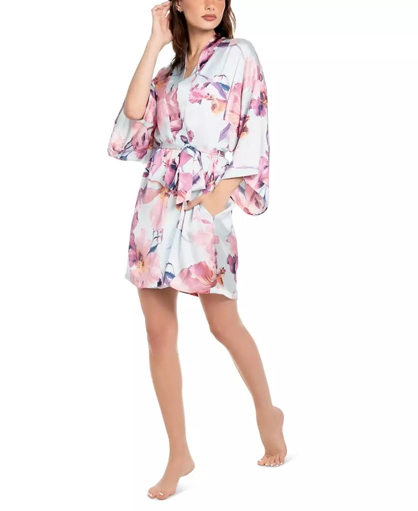 Midnight Bakery Women's Haven Floral Satin Wrap Robe 3