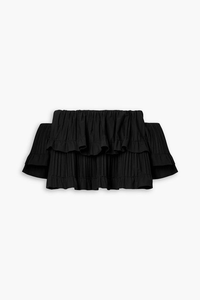 Brandon Maxwell Off-the-shoulder tiered poplin top