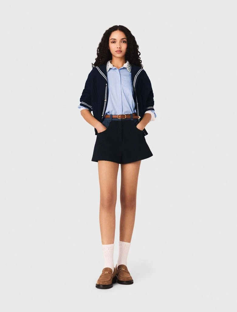 Maje Maje Woman
s polyester Tweed shorts with denim details for Spring/Summer