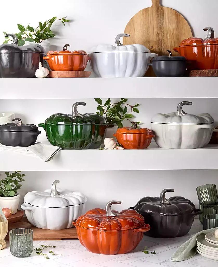 Staub Enameled Cast Iron 3.5 Qt. White Truffle Pumpkin Cocotte 7