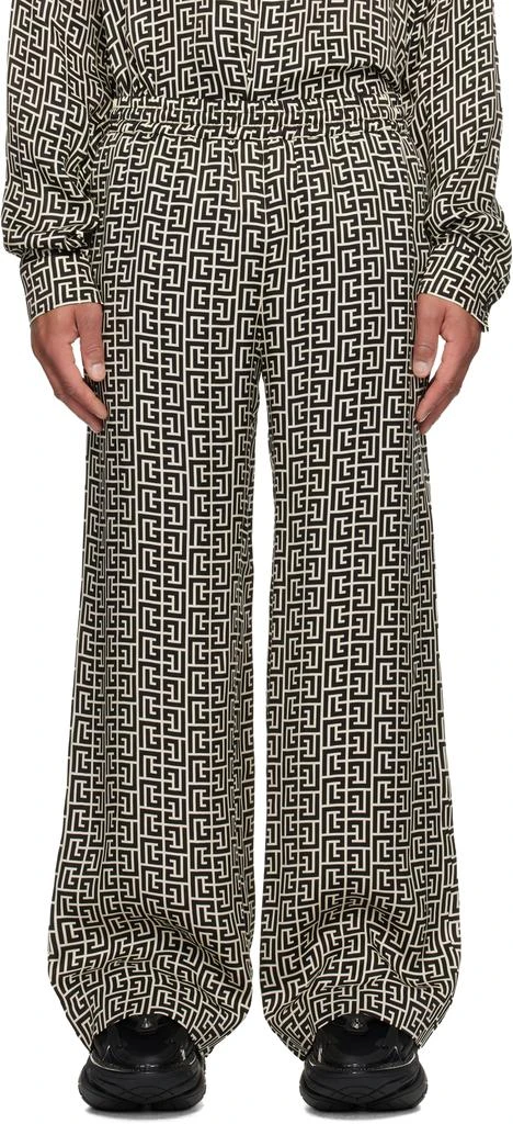 Balmain Off-White 
Black Monogrammed Flowing Trousers