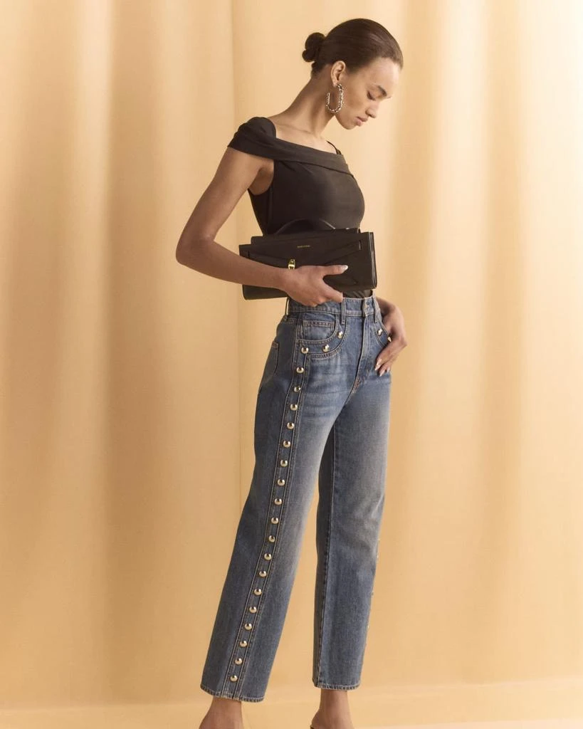 Shop Dylan Studded High-Rise Straight Ankle Jeans on Sale at