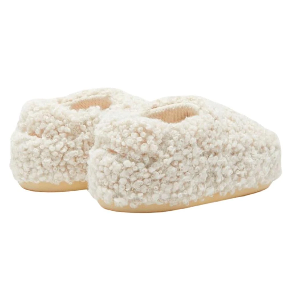 Moon Boot Faux-Fur Curly Slippers In Cream 2