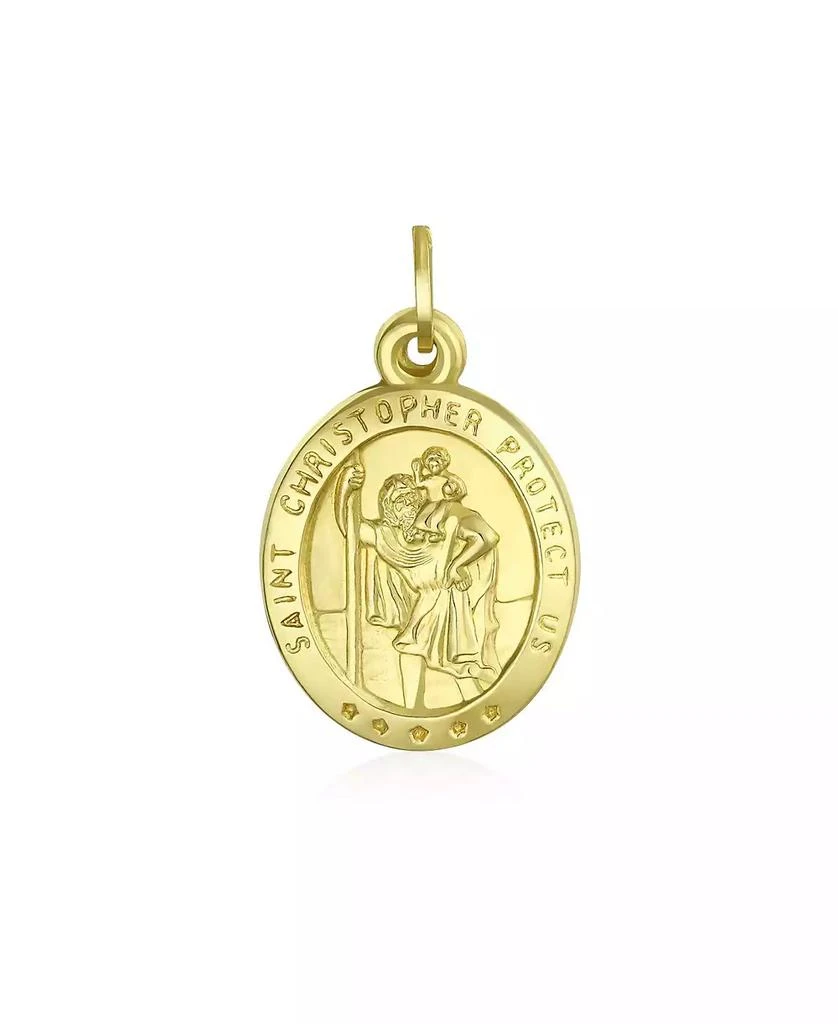 Bling Jewelry 14K Gold Religious Medal Saint Christopher Pendant Necklace Saint of Travel Safety No Chain