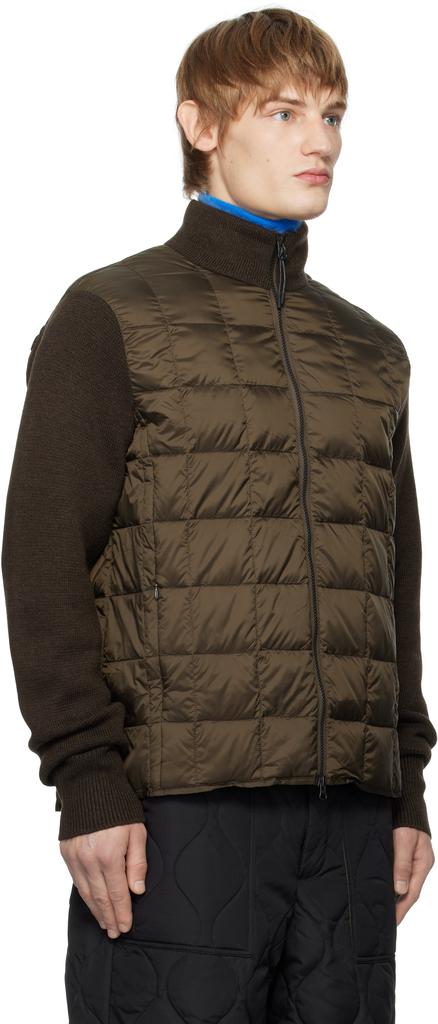 Taion Brown Hi Neck Knit Down Jacket