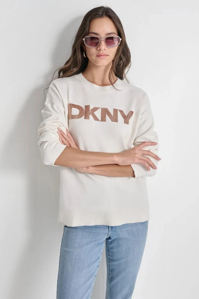 DKNY SEQUIN LOGO EMBELLISHED SWEATER 1