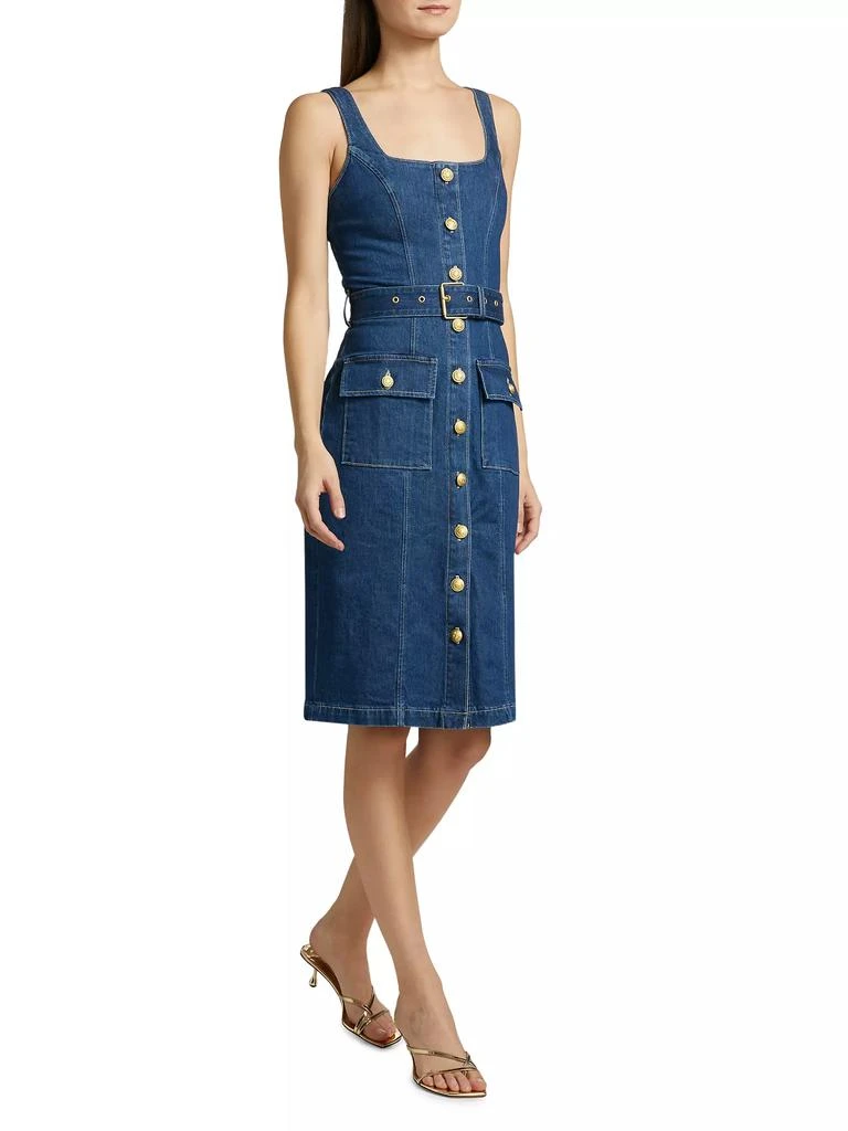 L'Agence Idy Denim Button-Front Midi-Dress 3