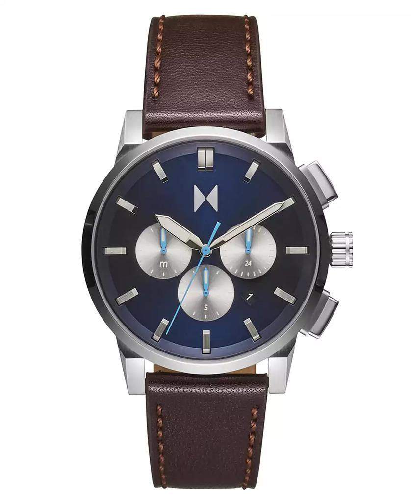 MVMT Men's Chrono II Dark Brown Leather Strap Watch
