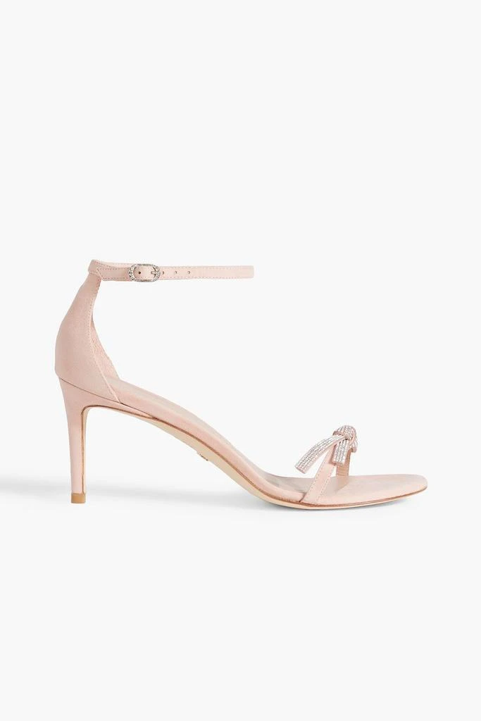Stuart Weitzman Crystal-embellished knotted suede sandals 1