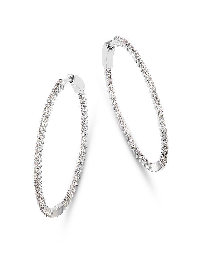 Bloomingdale's Diamond Oval Inside Out Medium Hoop Earrings in 14K White Gold, 1.0 ct. t.w.