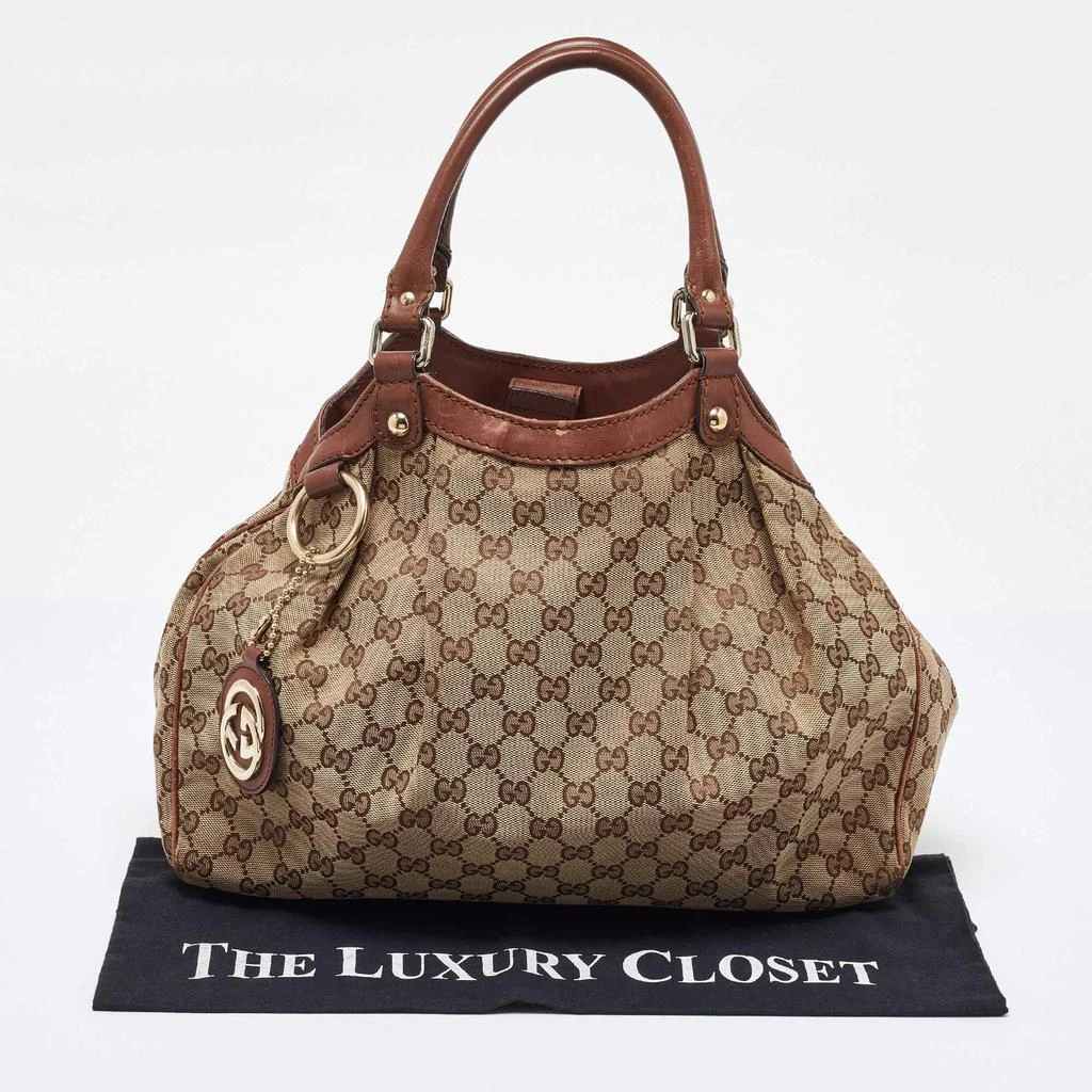 Gucci Gucci Beige/Brown GG Canvas and Leather Medium Sukey Tote 14