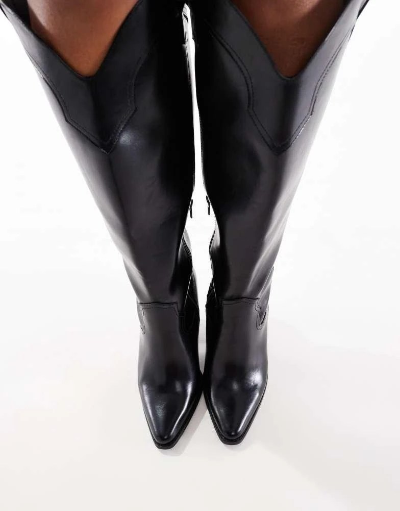 ASOS ASOS DESIGN Curve Claudia western knee boots in black 2