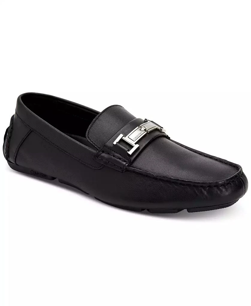 Calvin Klein Mens Magnus Black Leather Driving Loafers Shoes Magnus Size 11.5 M Amazon.com | Calvin Klein Magnus Black/Black/Weave Emboss  main image 3
