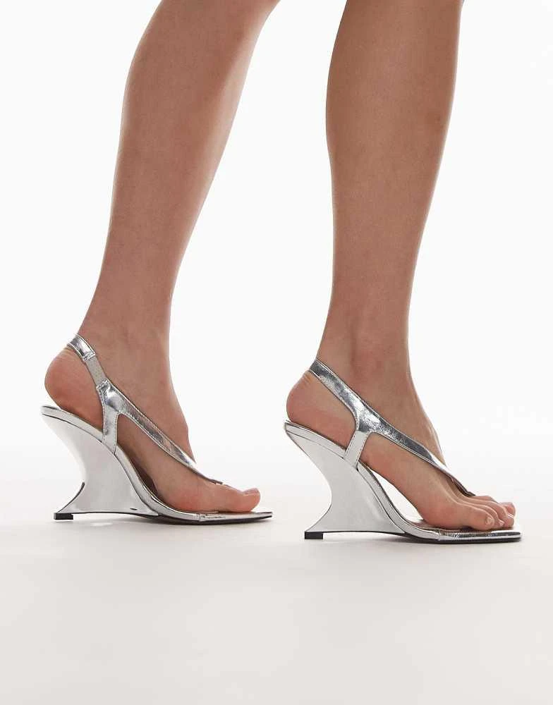 Topshop Topshop Indie wedge sandal in silver 2