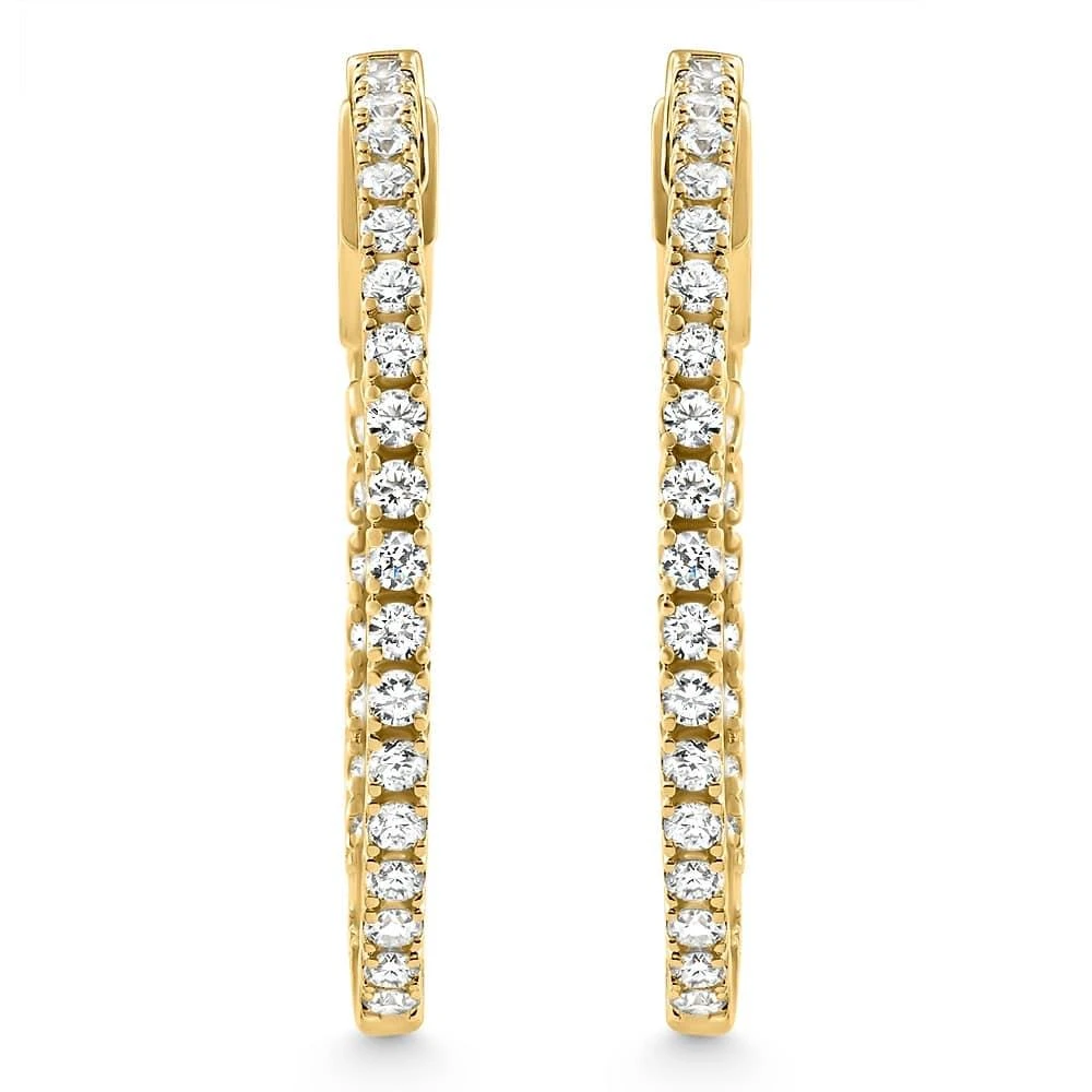 Pompeii3 1.75 ct Lab Grown Diamond Hoops Inside Outside 1 1/3" 14K Yellow Gold Vault Lock 2