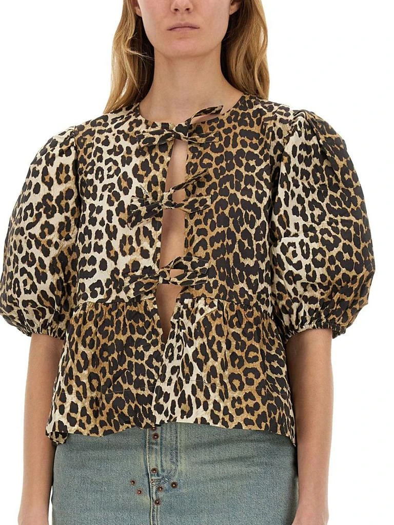 Ganni Ganni Blouse With Animal Pattern 4