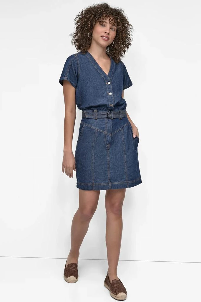 DKNY BUTTON FRONT DENIM MINI DRESS 1