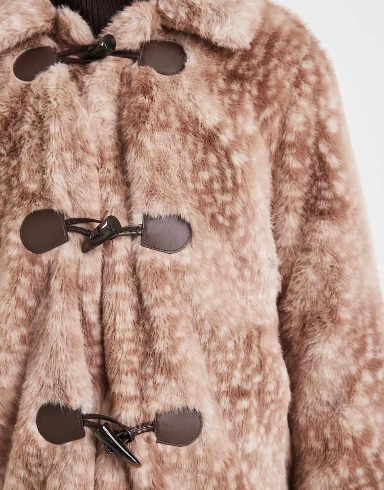 HOLLISTER Hollister faux fur toggle jacket in deer print - Jackets
