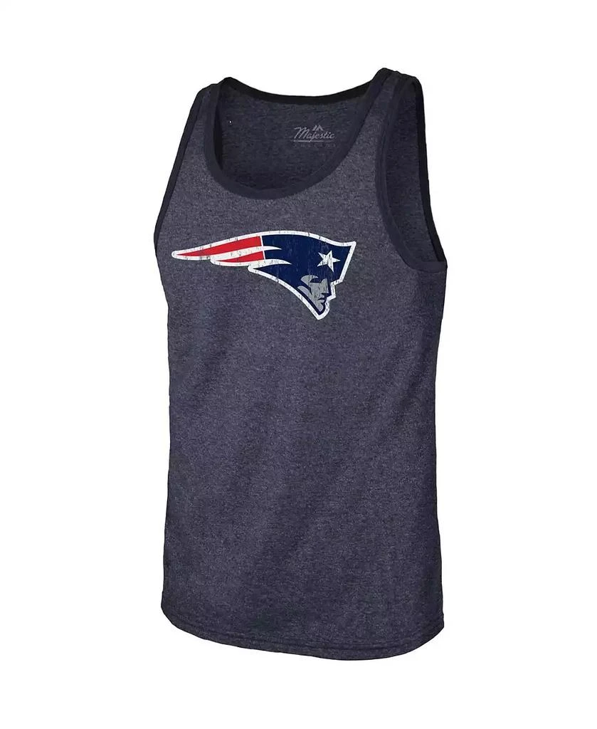Majestic Men's Threads Mac Jones Heathered Navy New England Patriots Player Name and Number Tri-Blend Tank Top 4