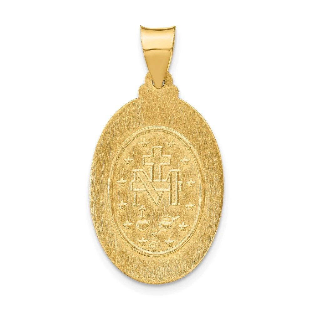 Diamond2Deal 14k Yellow Gold Polished and Satin Miraculous Medal Hollow Pendant 4