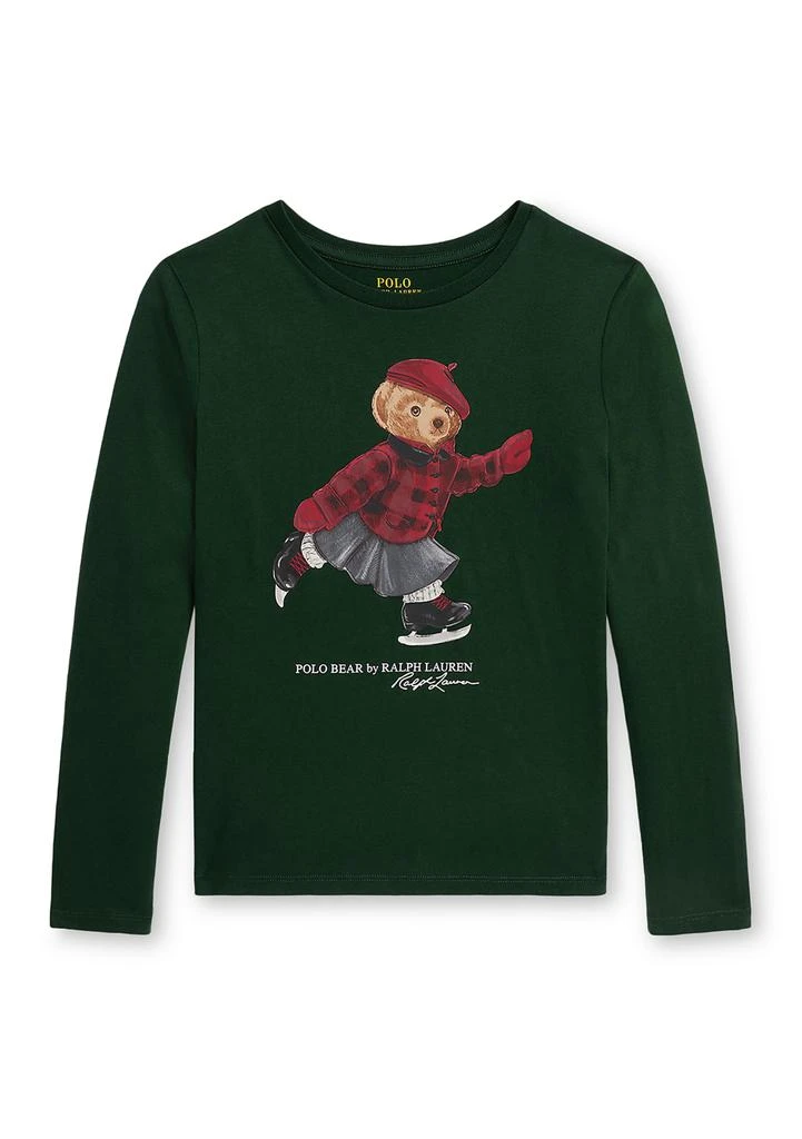 Ralph Lauren Girls 7-16 Polo Bear Cotton Long-Sleeve Tee