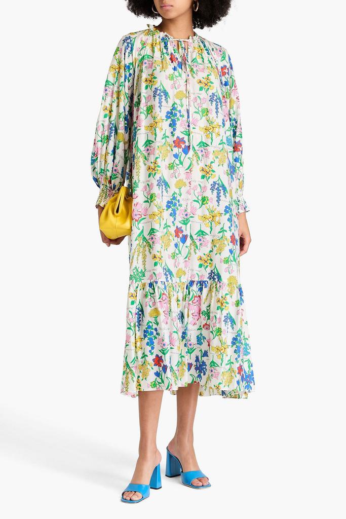 Diane von Furstenberg Fortina ruffle-trimmed floral-print habotai midi dress