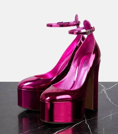 Valentino Tan-Go metallic leather platform pumps 5