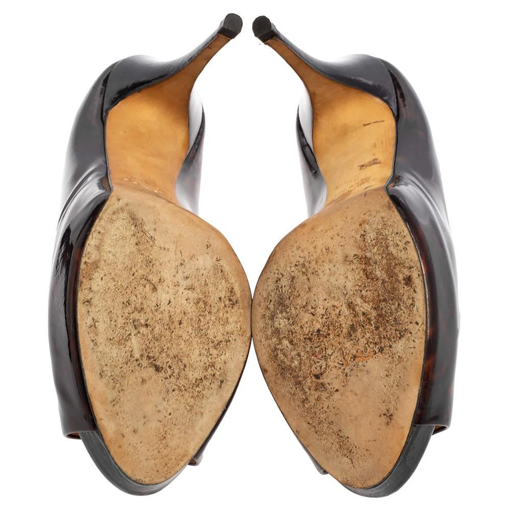 Giuseppe Zanotti Giuseppe Zanotti Brown Tortoise Shell Patent Leather Peep Toe Platform Pumps Size 39 6