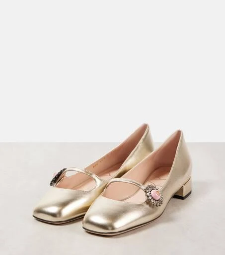 Valentino Metallic leather Mary Jane flats 4