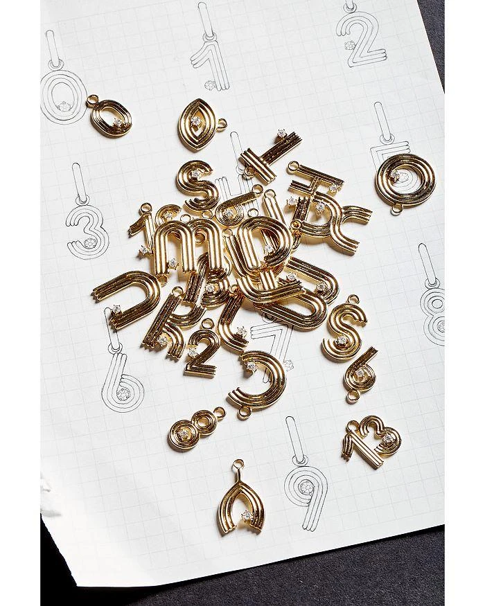 Adina Reyter 14K Yellow Gold Groovy Diamond Initial Pendant 3