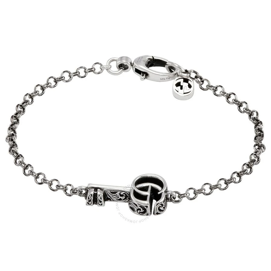 Gucci Gucci Ladies 925-Sterling Silver Double G Key Bracelet, Size 17 1